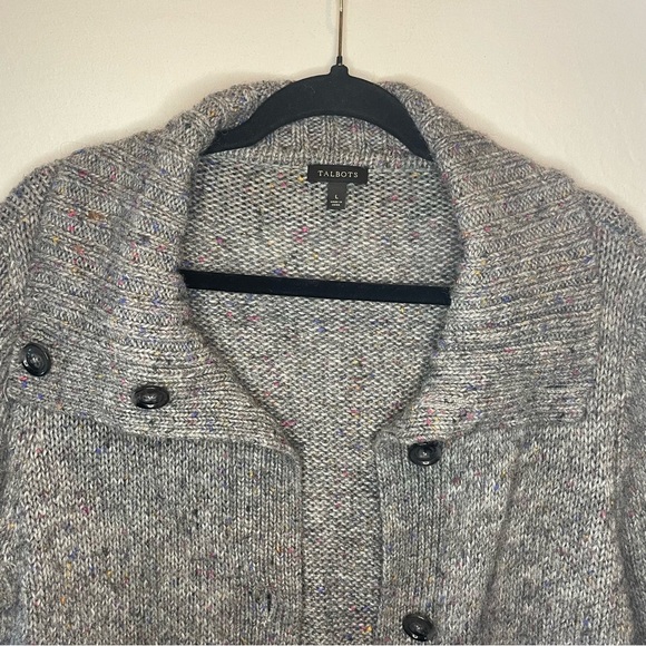 Talbots Large Women’s Gray and Multicolored Button-Up Knit Cardigan - Picture 2 of 12